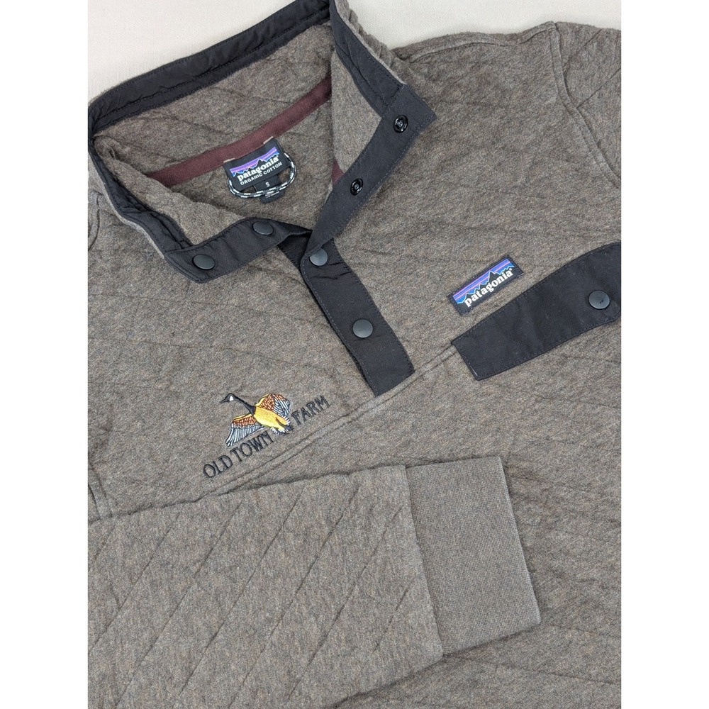 Patagonia Pullover Men's Small Brown Organic Cotton Quilted Snap-T Farm Logo